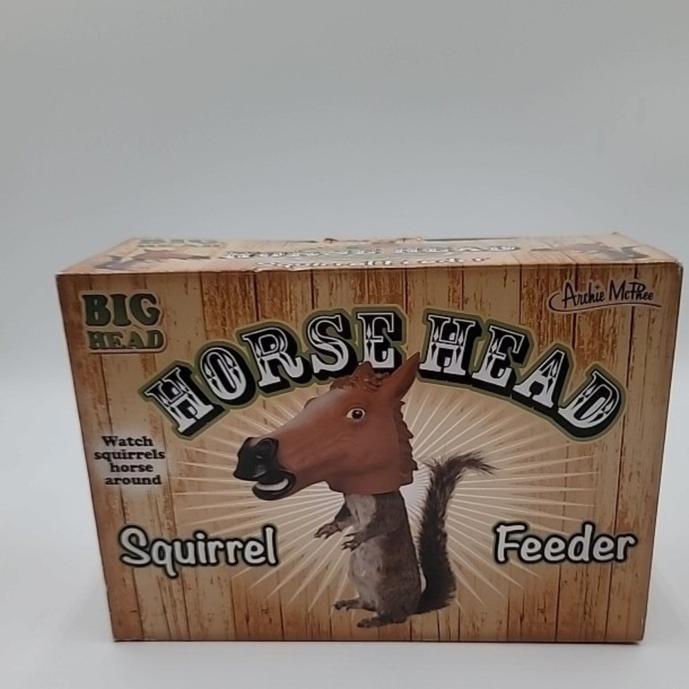 Archie McPhee‎ Big Head Horse Head Squirrel Feeder Novelty Gag Gift Brown Vinyl